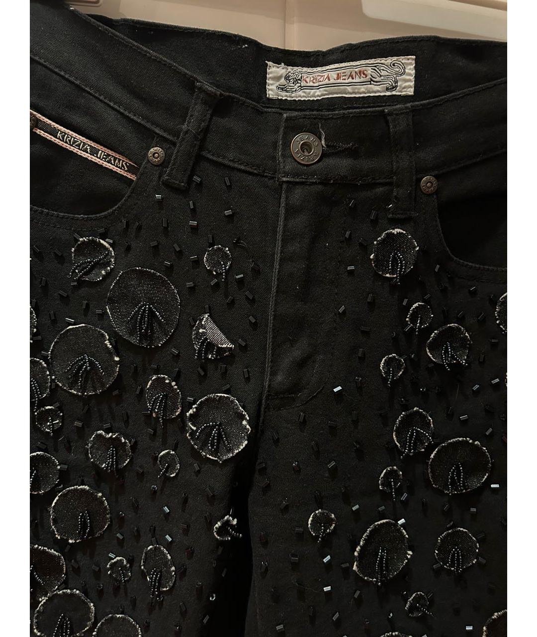 KRIZIA Черные хлопко-эластановые джинсы клеш, фото 3