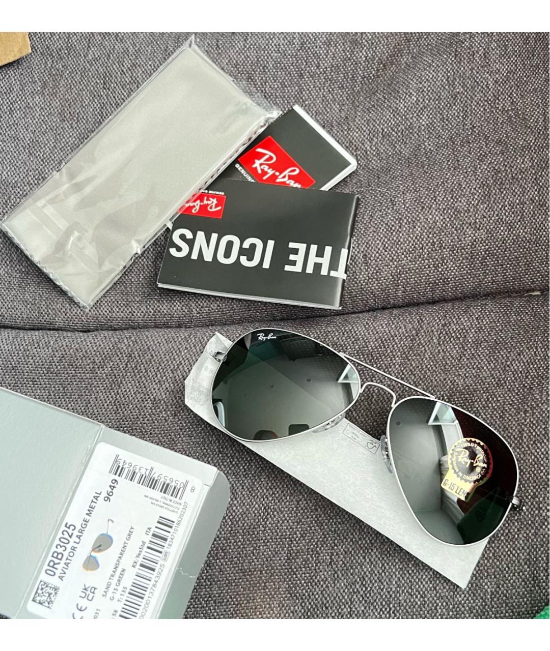 RAY BAN Серые металлические солнцезащитные очки, фото 3