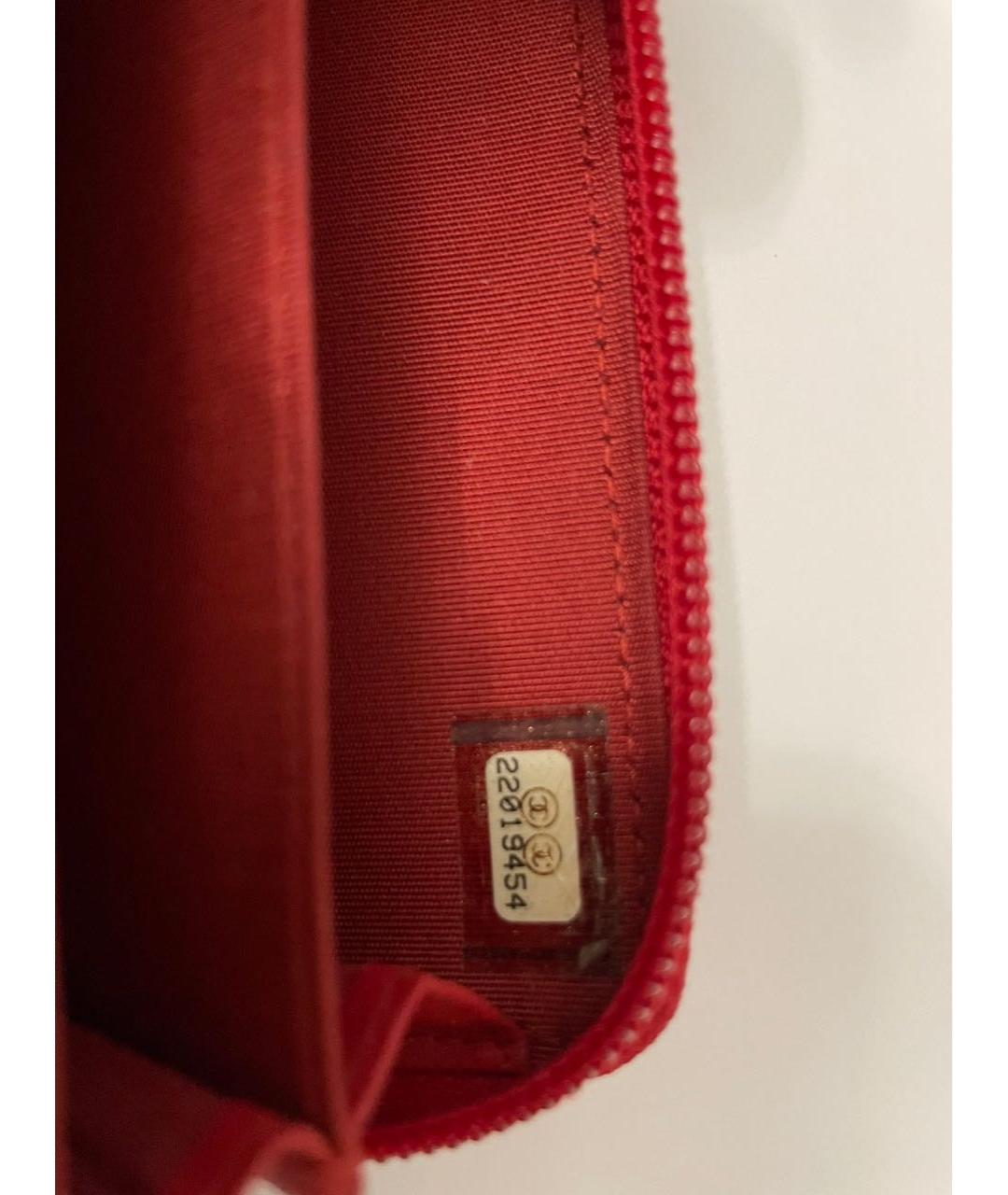 CHANEL Красный кожаный кошелек, фото 6
