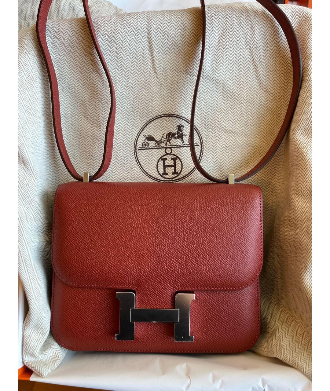 HERMES Бордовая кожаная сумка через плечо, фото 3