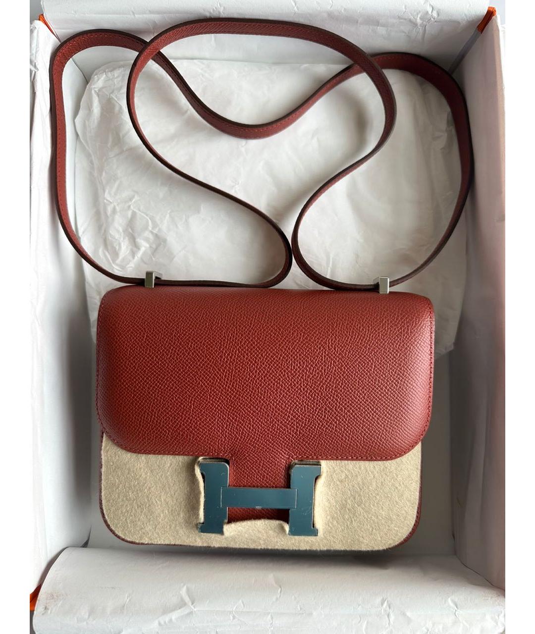 HERMES Бордовая кожаная сумка через плечо, фото 2