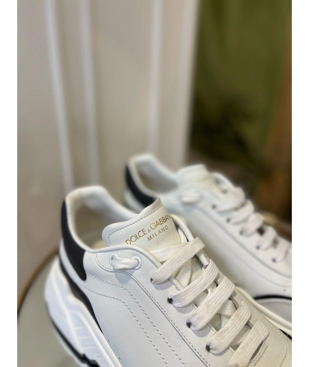 DOLCE&GABBANA Белые кожаные низкие кроссовки / кеды, фото 5