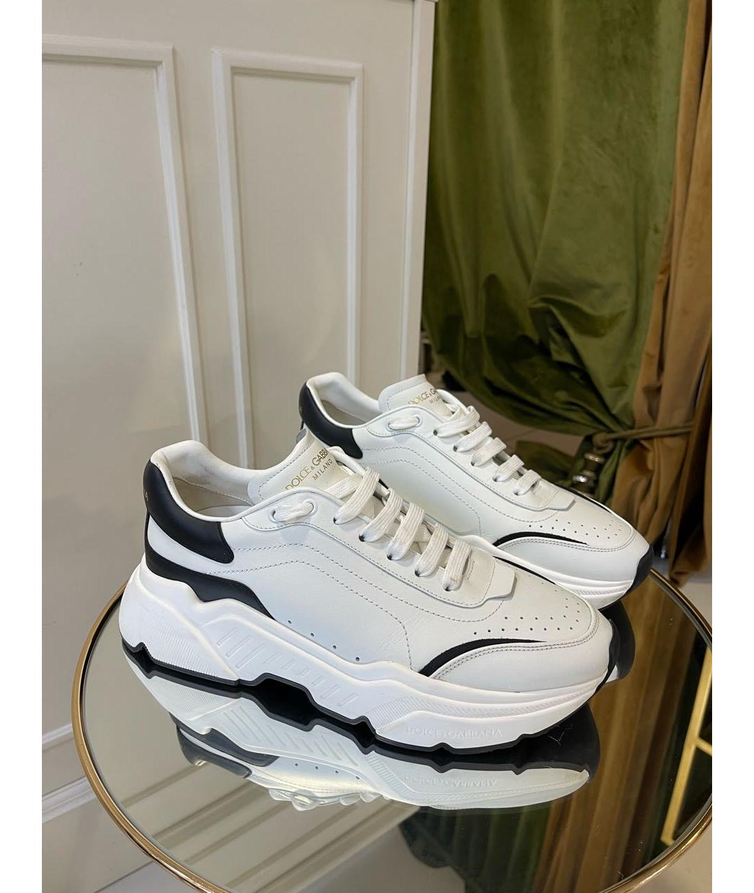 DOLCE&GABBANA Белые кожаные низкие кроссовки / кеды, фото 2