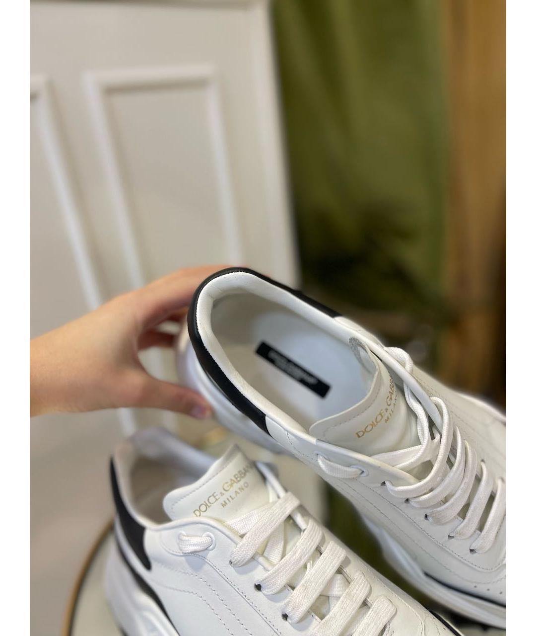 DOLCE&GABBANA Белые кожаные низкие кроссовки / кеды, фото 6
