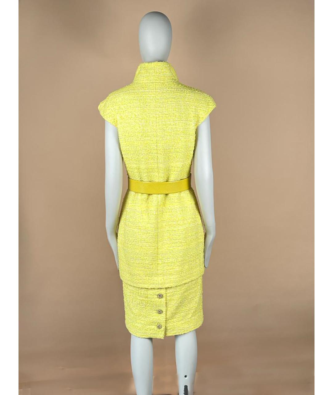 CHANEL PRE-OWNED Желтое твидовое коктейльное платье, фото 9