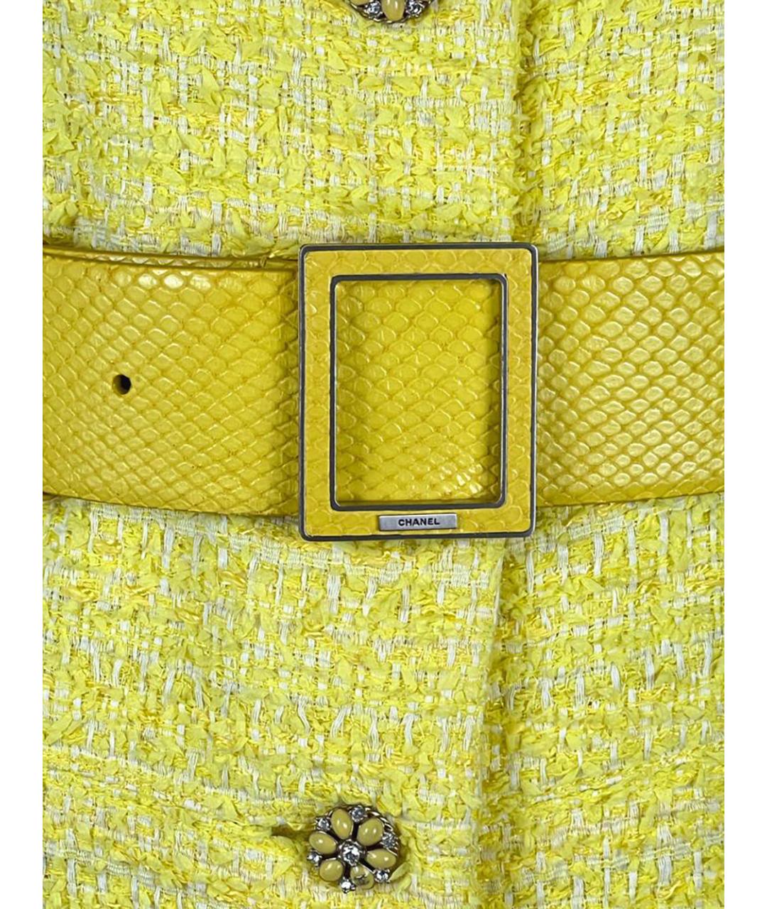CHANEL PRE-OWNED Желтое твидовое коктейльное платье, фото 7