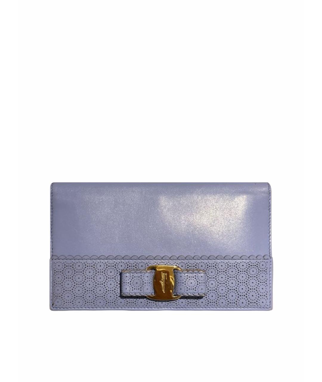 SALVATORE FERRAGAMO Голубой кожаный кошелек, фото 1