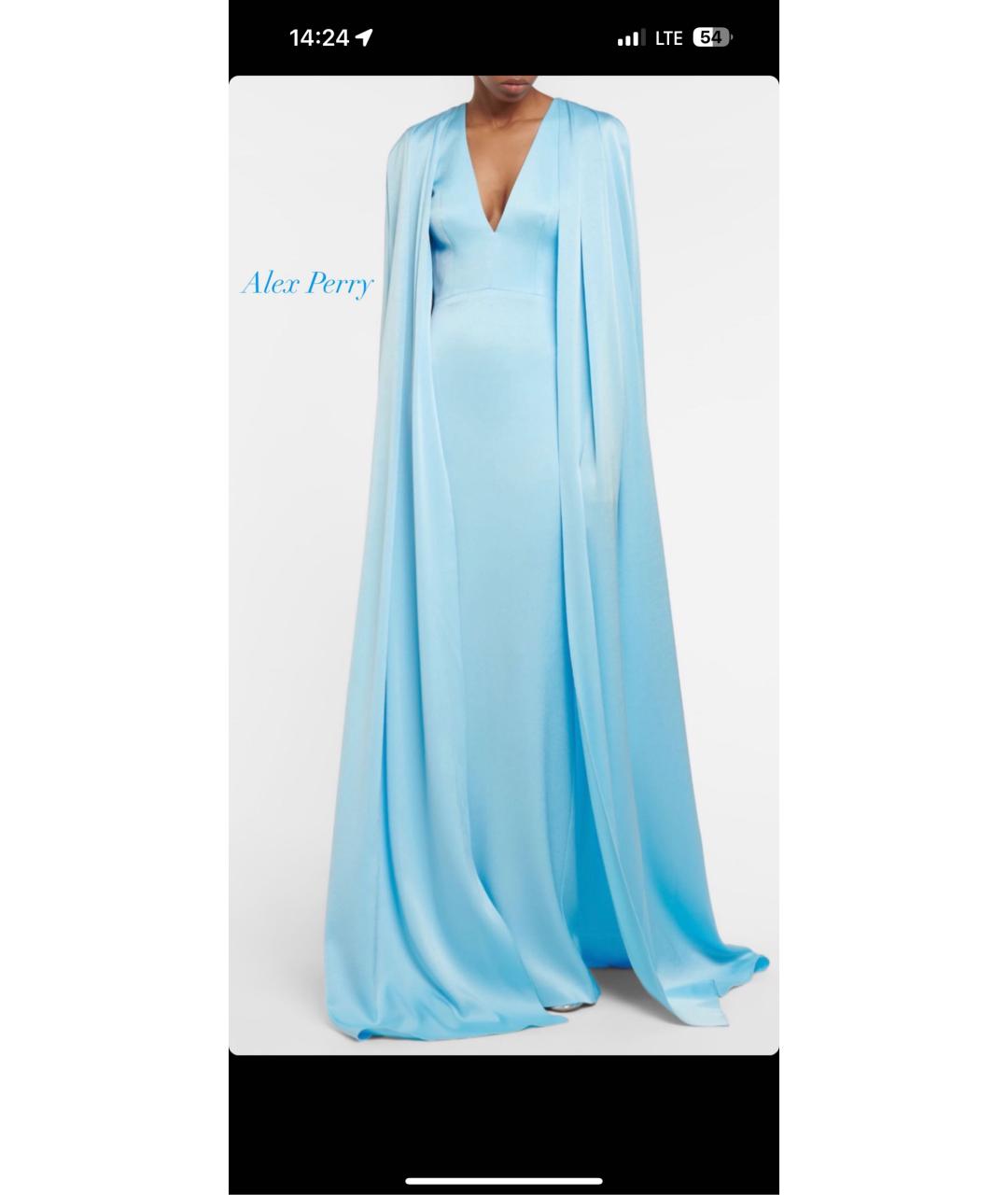 ALEX PERRY Голубое шелковое вечернее платье, фото 7