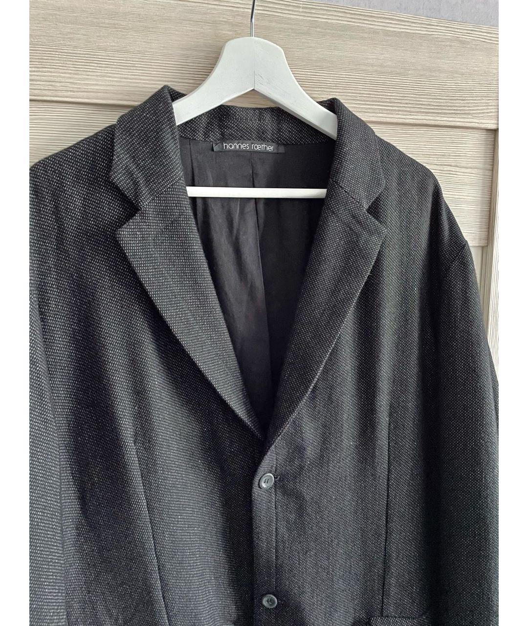 HANNES ROETHER Антрацитовый шерстяной пиджак, фото 3