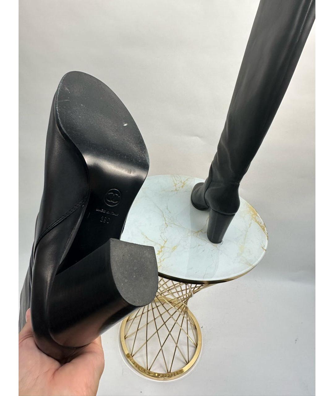 CHANEL Черные кожаные сапоги, фото 5