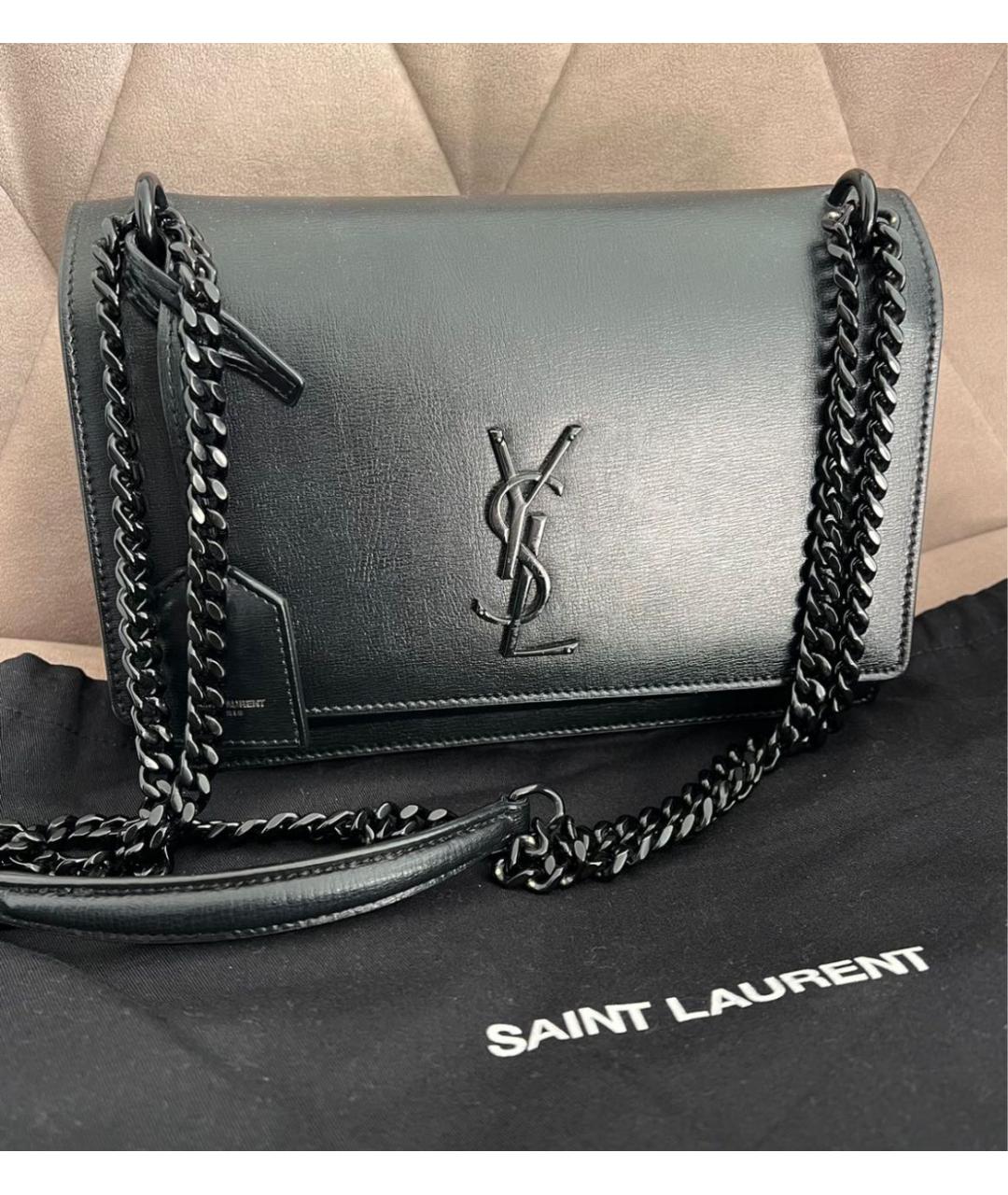 SAINT LAURENT Черная кожаная сумка через плечо, фото 9