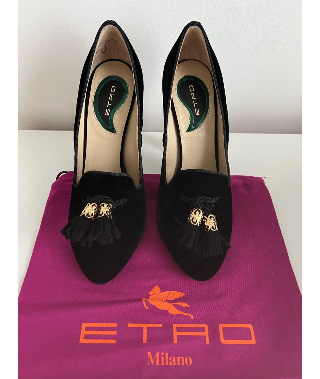 ETRO Черные бархатные туфли, фото 2
