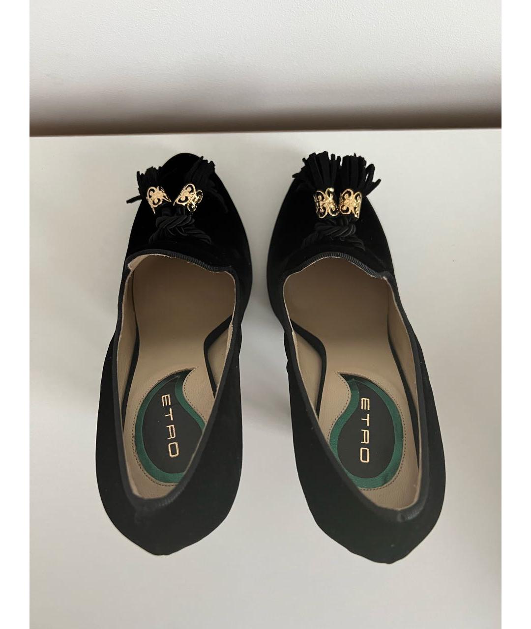 ETRO Черные бархатные туфли, фото 3