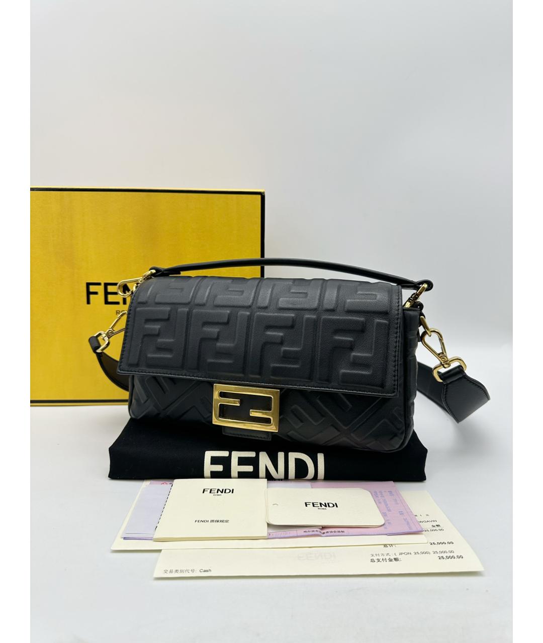 FENDI Черная кожаная сумка через плечо, фото 3