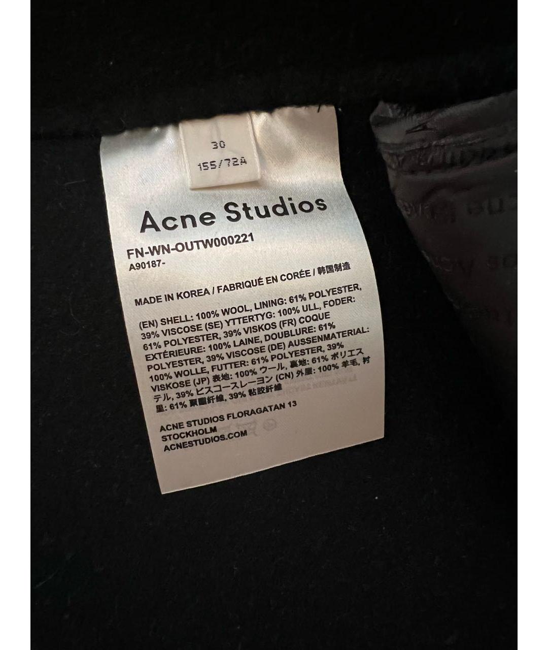 ACNE STUDIOS Черное шерстяное пальто, фото 6