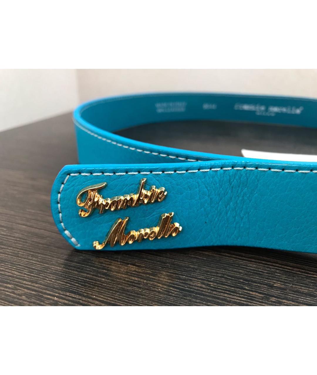 FRANKIE MORELLO Бирюзовый кожаный ремень, фото 2