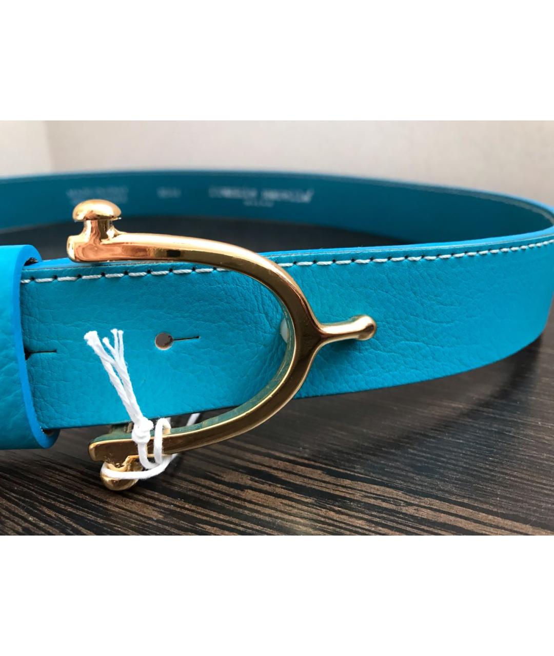 FRANKIE MORELLO Бирюзовый кожаный ремень, фото 3