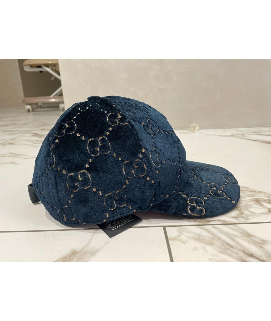 GUCCI Темно-синяя бархатная кепка/бейсболка, фото 8