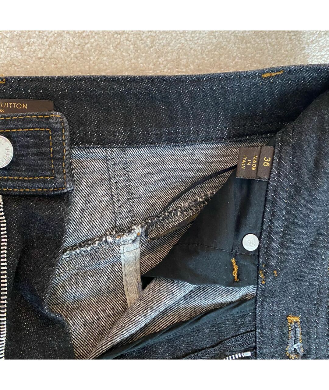 LOUIS VUITTON PRE-OWNED Черные хлопковые джинсы слим, фото 7