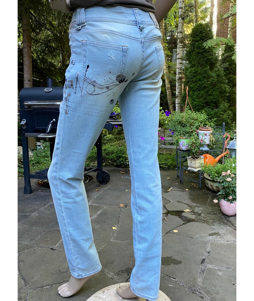 JOHN GALLIANO Голубые хлопковые прямые джинсы, фото 3