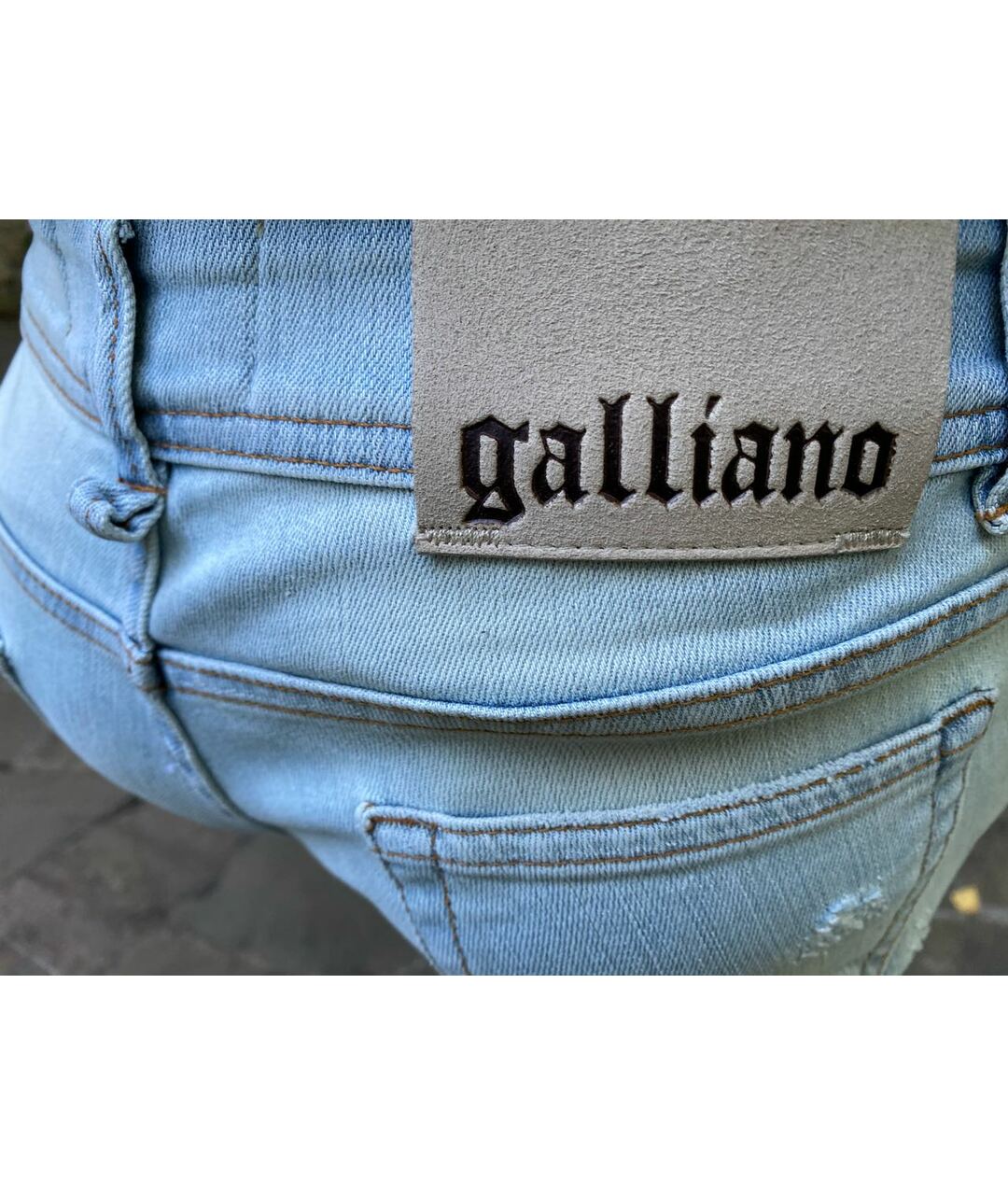 JOHN GALLIANO Голубые хлопковые прямые джинсы, фото 5