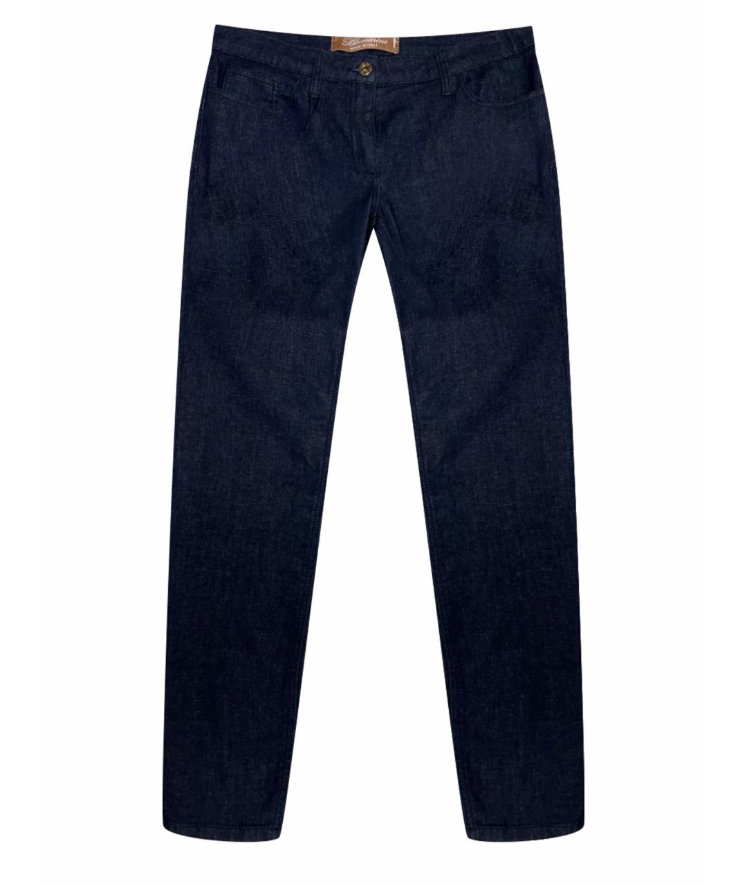 BLUMARINE Темно-синие хлопко-эластановые джинсы слим, фото 1