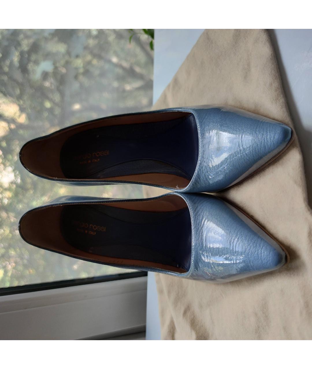 SERGIO ROSSI Голубые туфли из лакированной кожи, фото 2