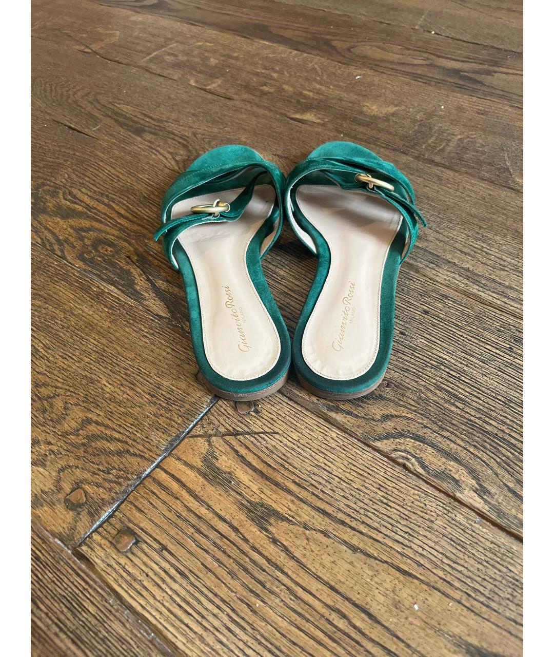 GIANVITO ROSSI Зеленые замшевые сандалии, фото 4
