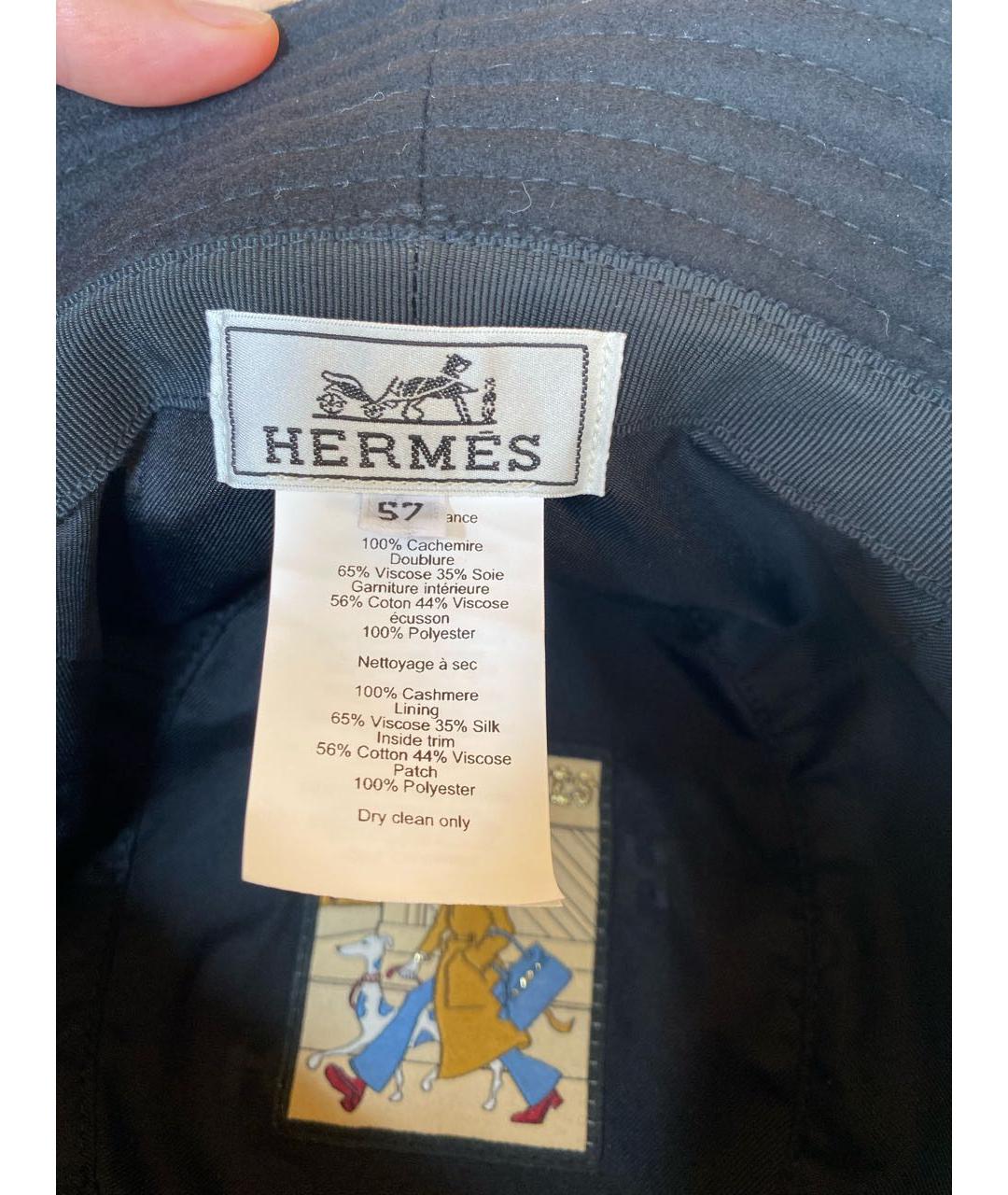 HERMES Черная кашемировая шляпа, фото 3