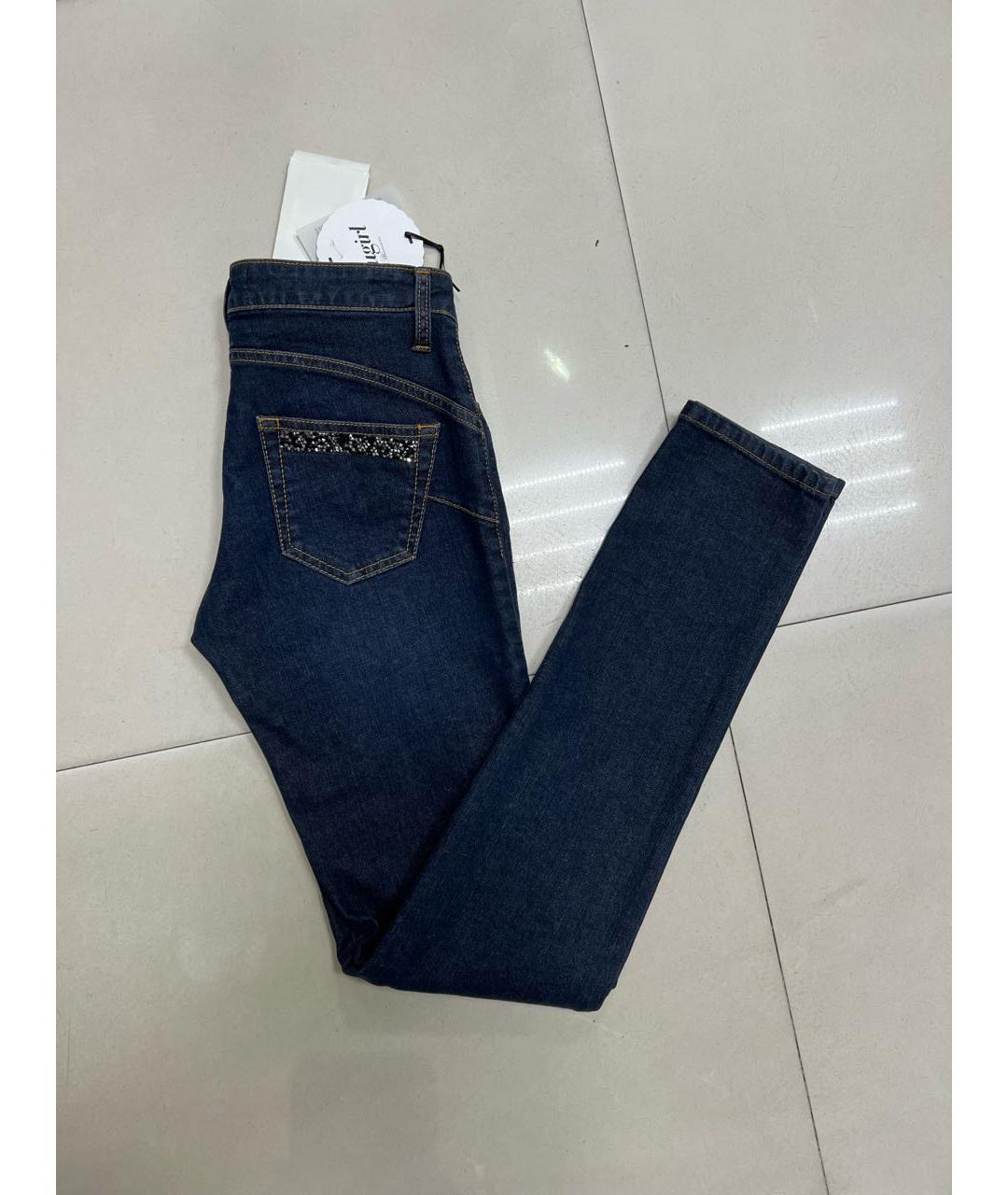 BLUGIRL Темно-синие хлопко-эластановые джинсы слим, фото 3