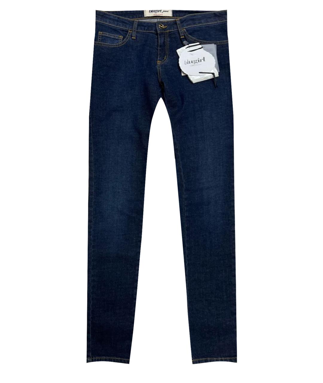 BLUGIRL Темно-синие хлопко-эластановые джинсы слим, фото 1