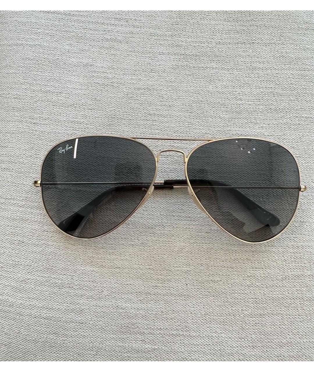 RAY BAN Золотые металлические солнцезащитные очки, фото 9
