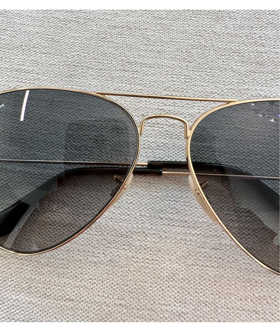 RAY BAN Золотые металлические солнцезащитные очки, фото 8