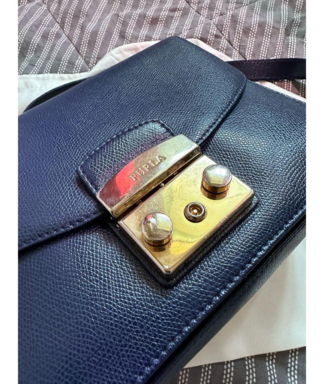 FURLA Темно-синяя кожаная сумка через плечо, фото 2