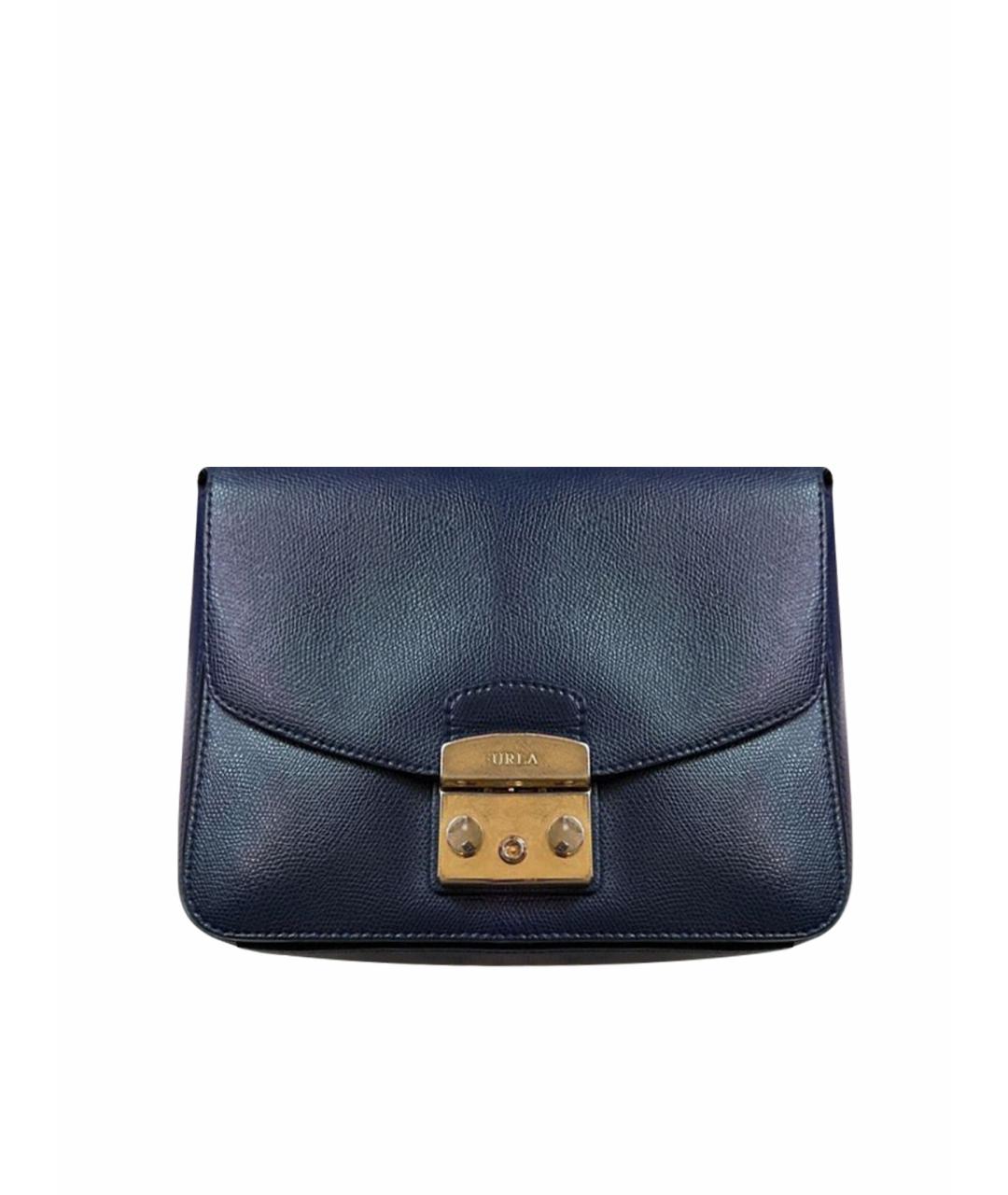 FURLA Темно-синяя кожаная сумка через плечо, фото 1