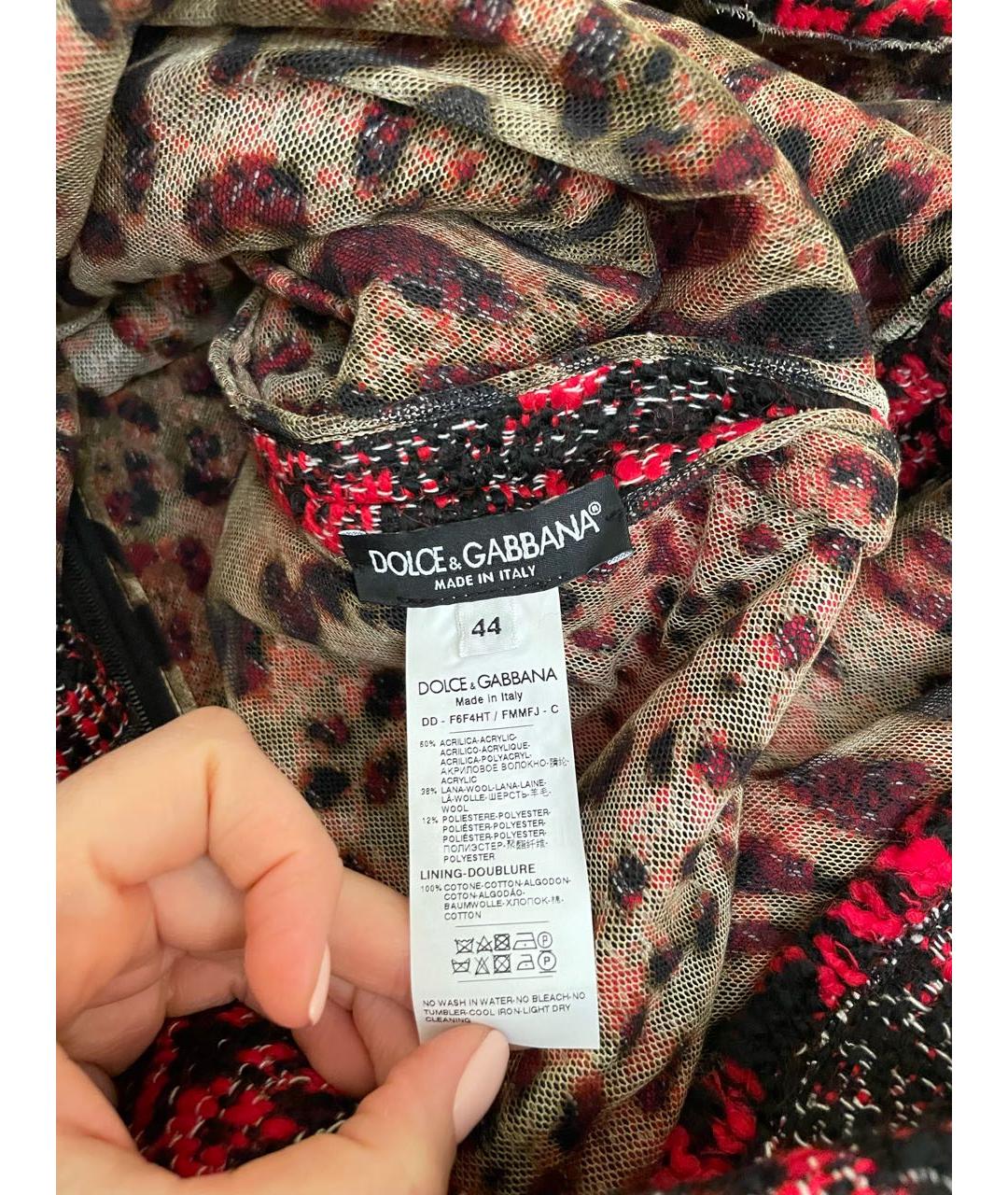 DOLCE&GABBANA Красное твидовое коктейльное платье, фото 3