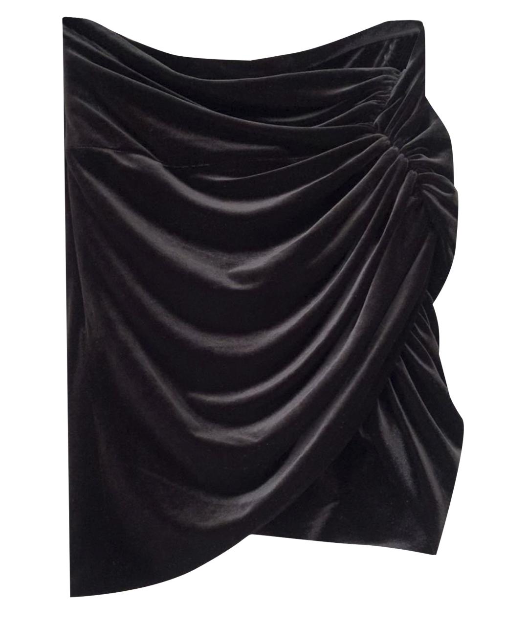 ALEXANDRE VAUTHIER Черная бархатная юбка мини, фото 1