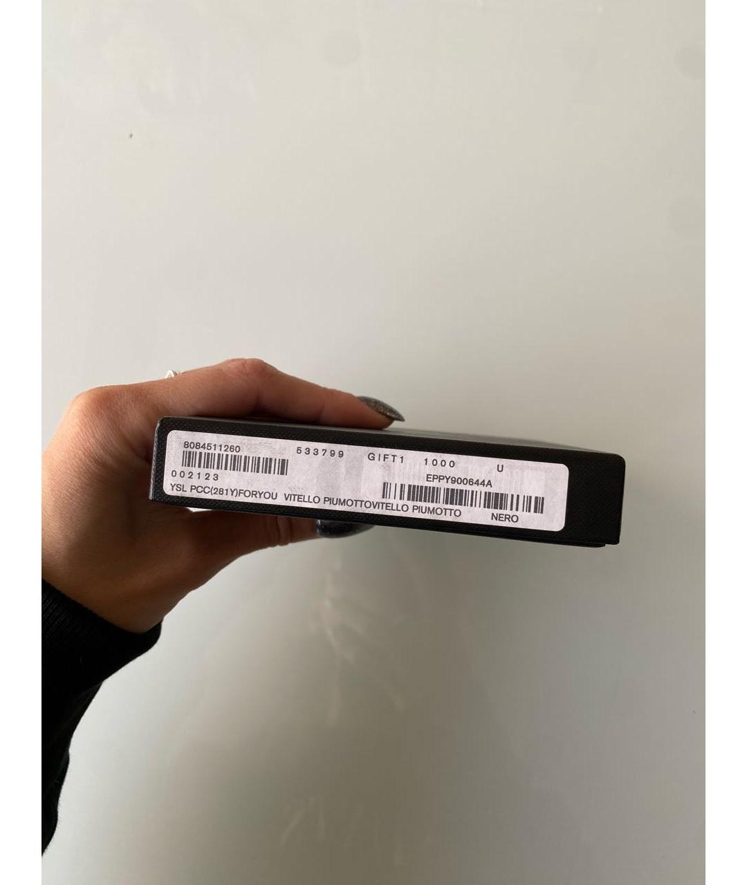 SAINT LAURENT Черная кожаная визитница, фото 6