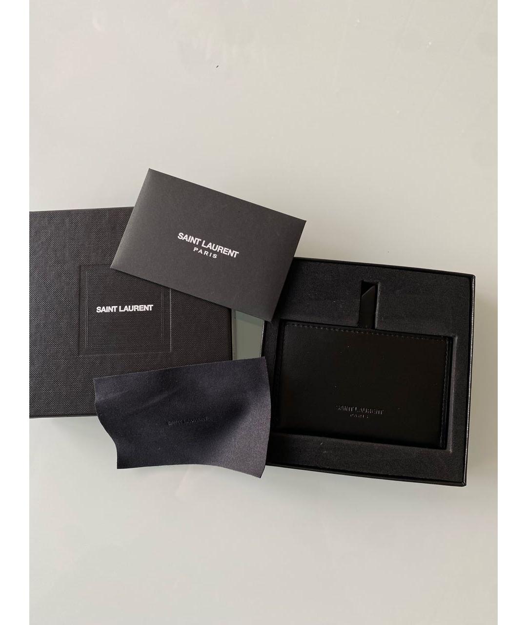 SAINT LAURENT Черная кожаная визитница, фото 5