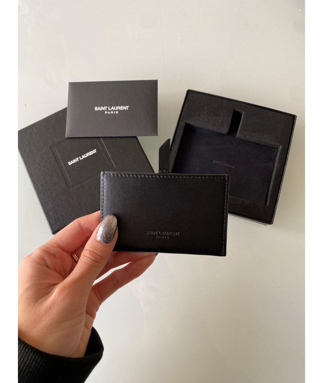 SAINT LAURENT Черная кожаная визитница, фото 9