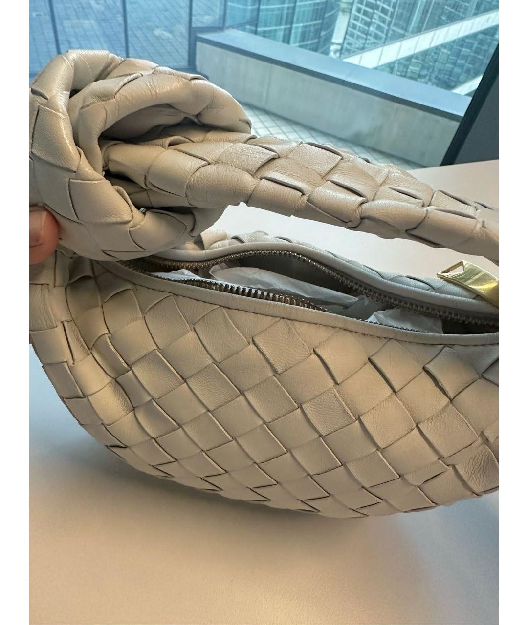 BOTTEGA VENETA Белая кожаная сумка через плечо, фото 6