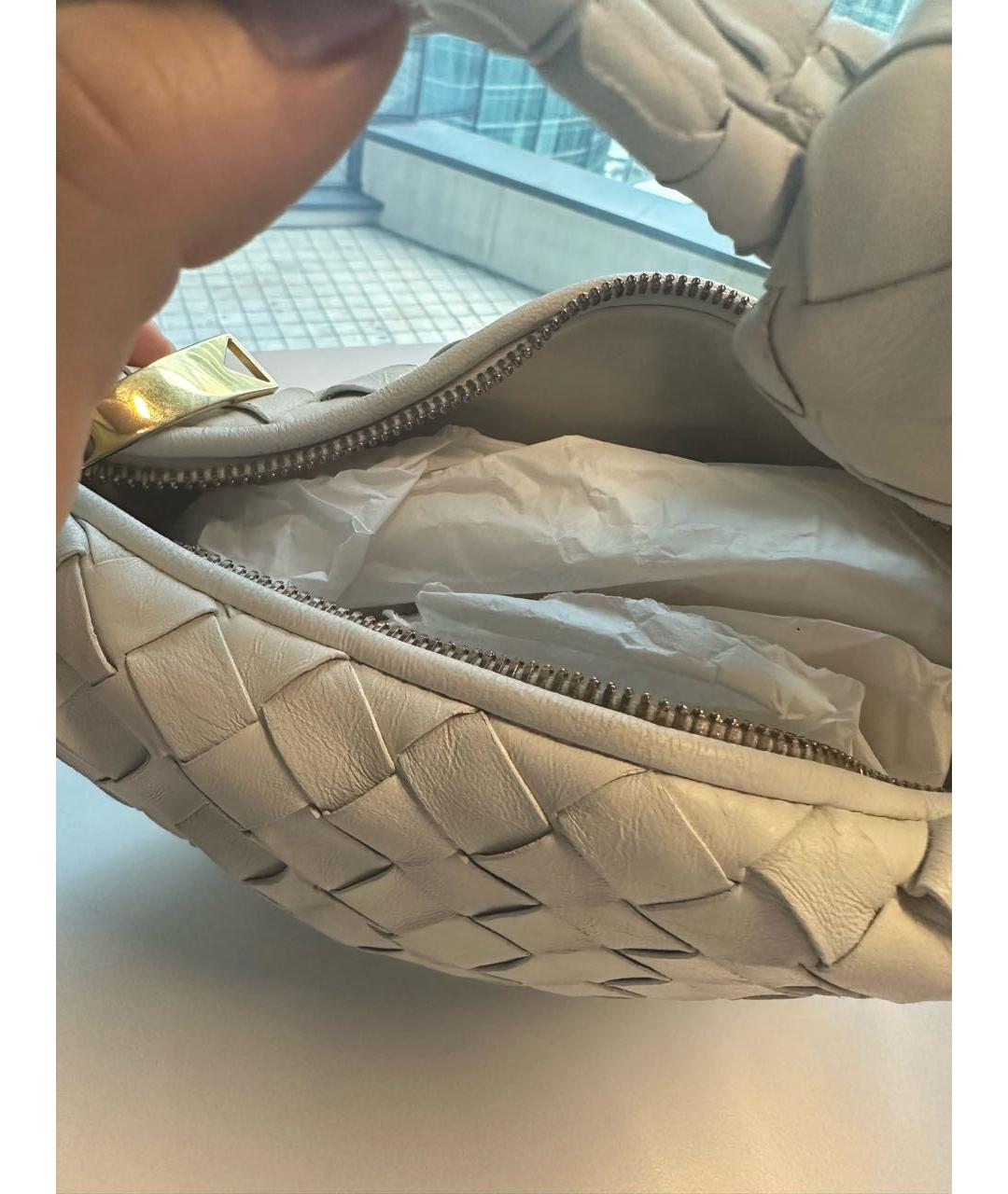 BOTTEGA VENETA Белая кожаная сумка через плечо, фото 4