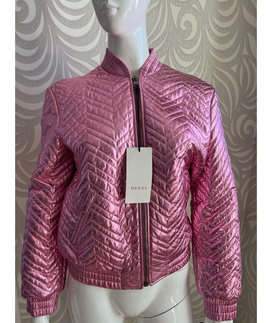 GUCCI Розовая кожаная куртка, фото 4