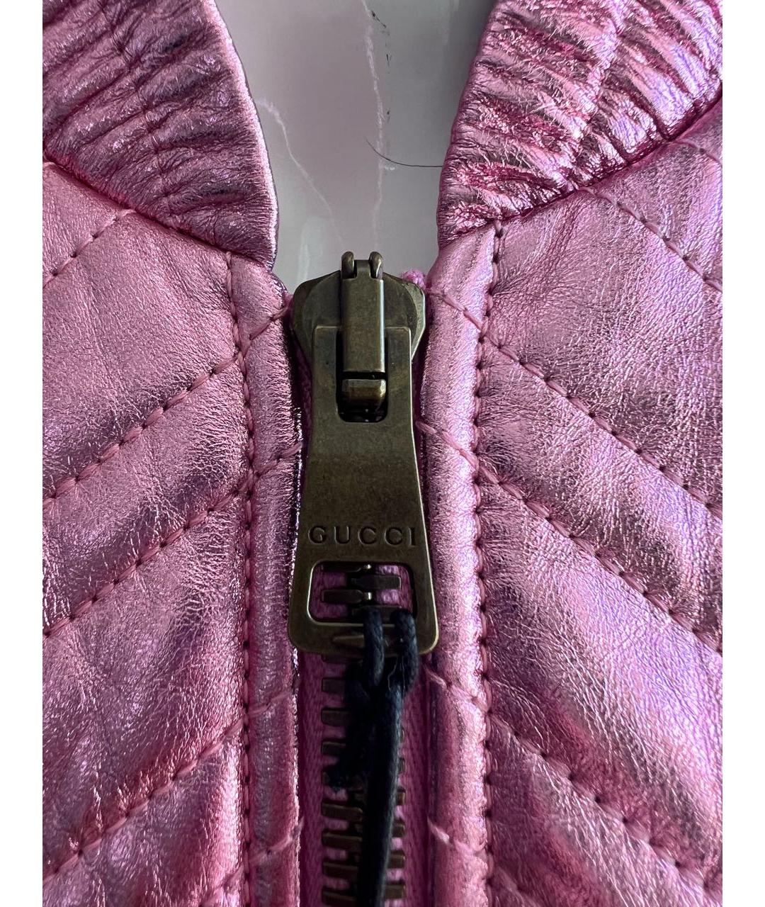 GUCCI Розовая кожаная куртка, фото 3
