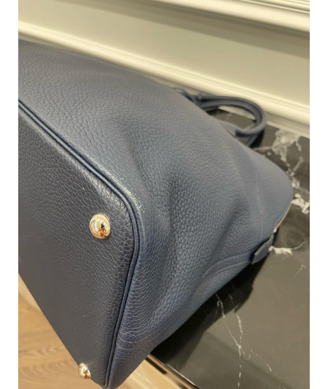 HERMES PRE-OWNED Темно-синяя кожаная сумка с короткими ручками, фото 4