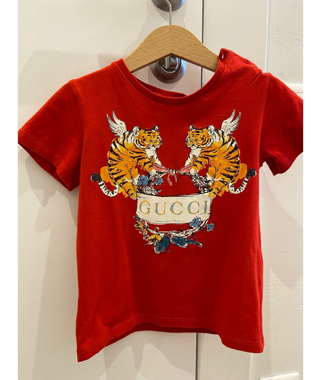 GUCCI KIDS Красная хлопковая детская футболка, фото 5