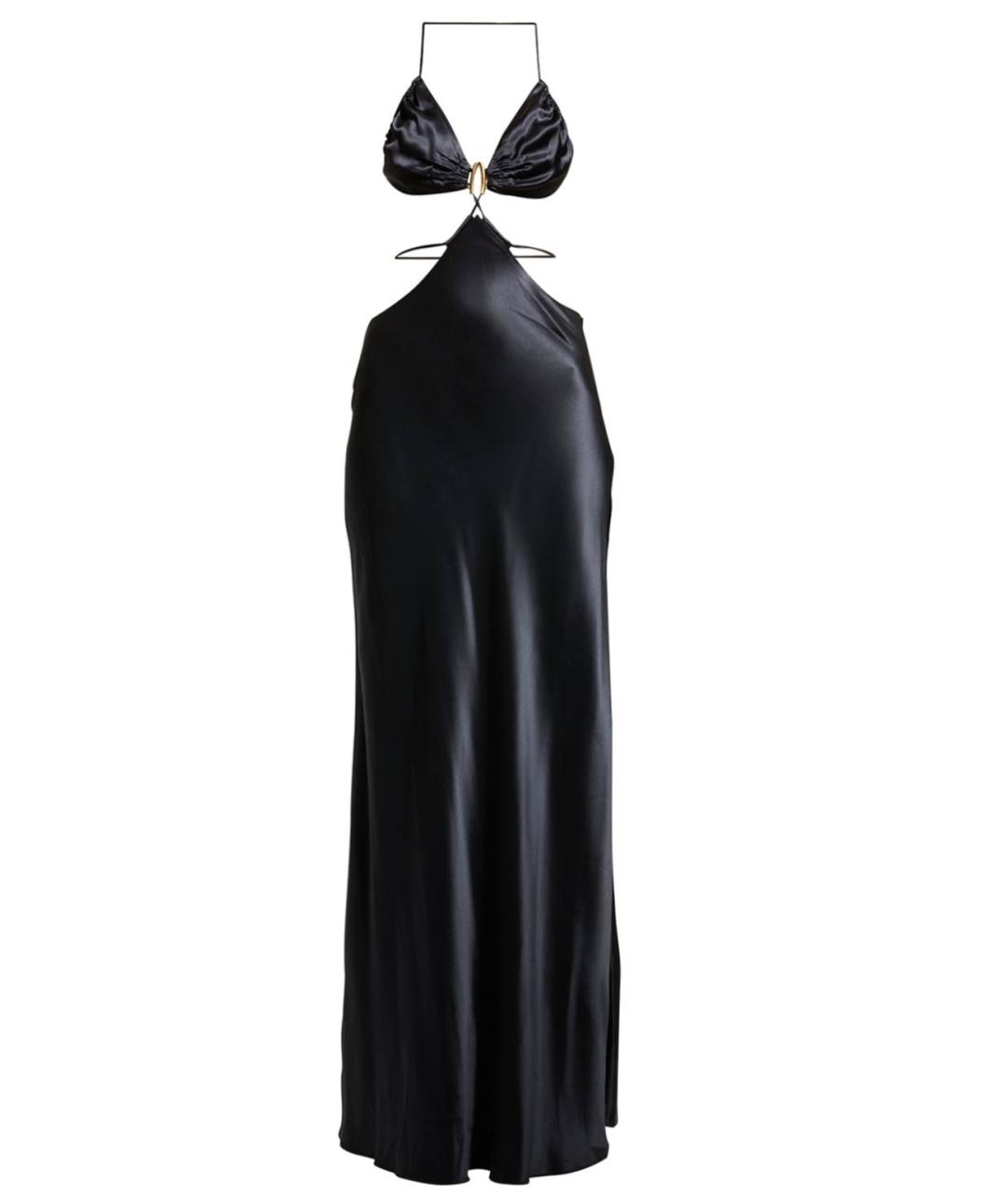 CULT GAIA Черное атласное вечернее платье, фото 1