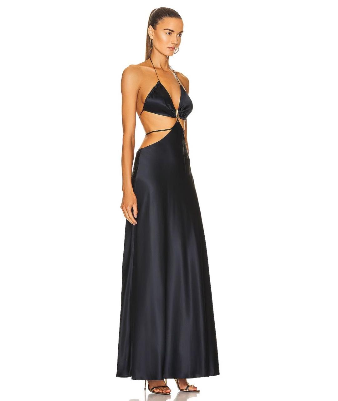 CULT GAIA Черное атласное вечернее платье, фото 2