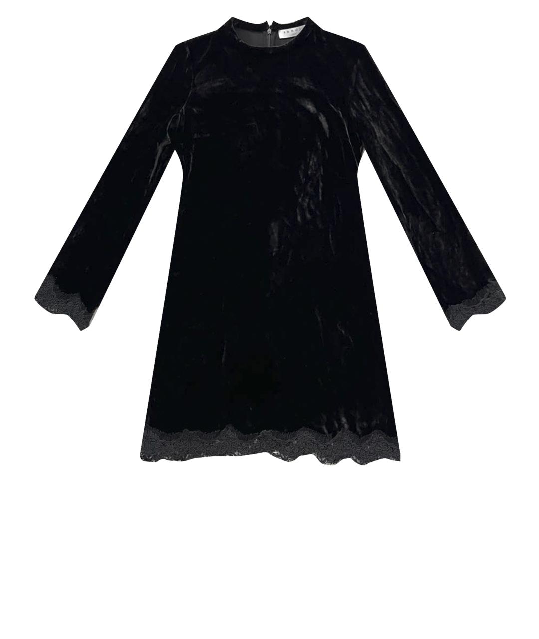 SANDRO Черное бархатное коктейльное платье, фото 1