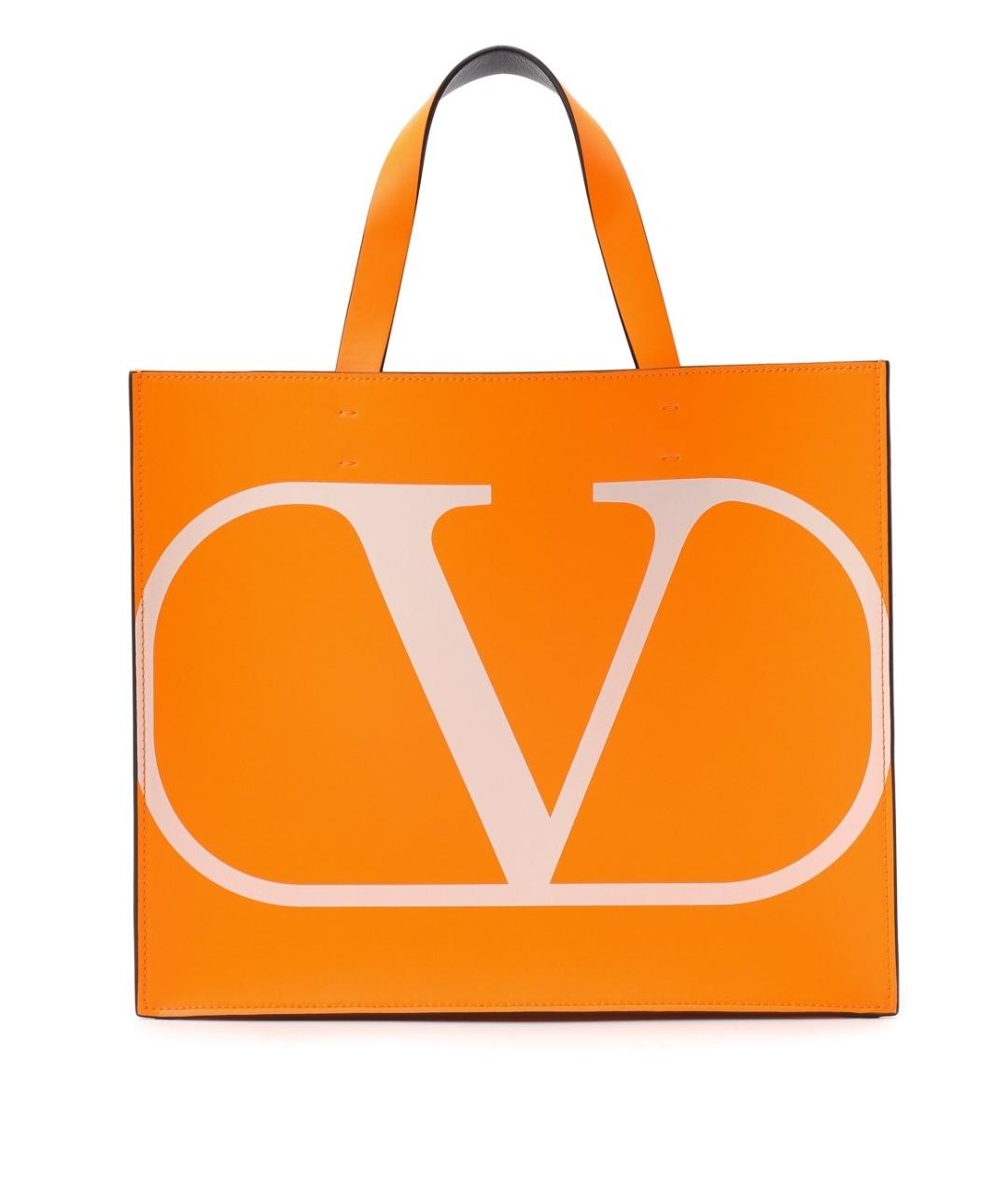 VALENTINO Оранжевая кожаная сумка тоут, фото 1